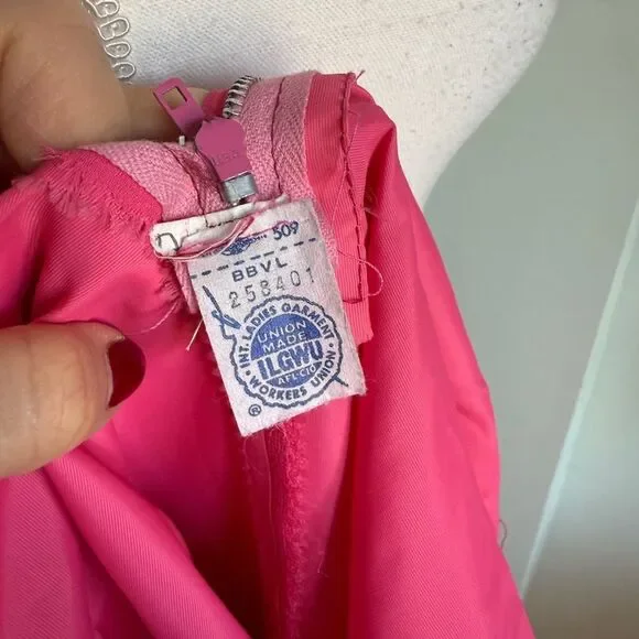 1970s Fuchsia Pink and Red Velvet Holiday Cottagecore Maxi Dress - Picture 15 of 15